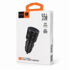 Автомобільний зарядний пристрій WUW C279 PD30W+25W Black (6978749570211)