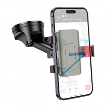 Автотримач для телефона HOCO H22 Dragon automatic clamping car holder(center console) Red Black (6942007605656)