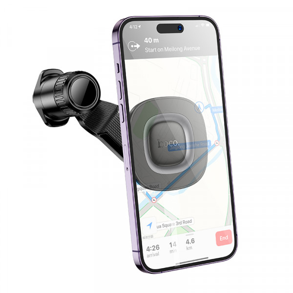 Автотримач для телефона HOCO H74 Crown ring magnetic car holder(air outlet) Black Metal Gray (6942007646895)
