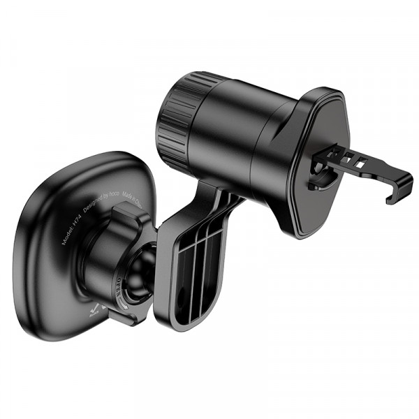 Автотримач для телефона HOCO H74 Crown ring magnetic car holder(air outlet) Black Metal Gray (6942007646895)