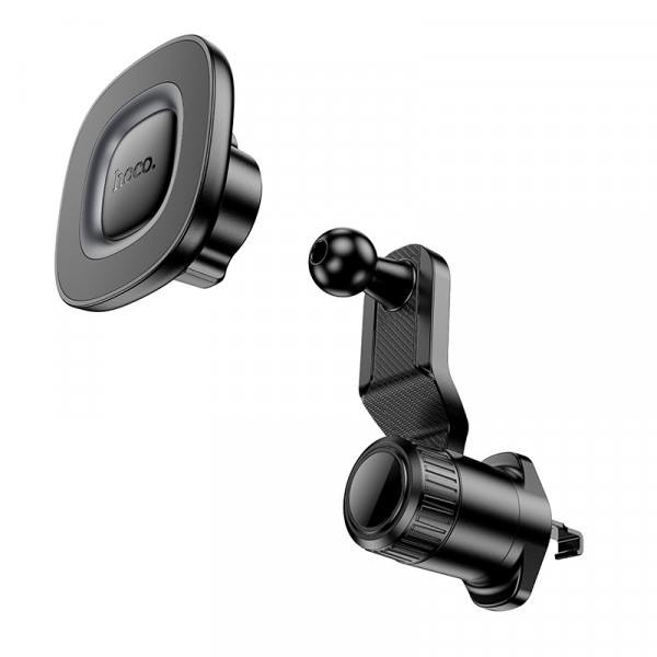 Автотримач для телефона HOCO H74 Crown ring magnetic car holder(air outlet) Black Metal Gray (6942007646895)