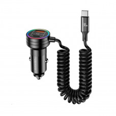 АЗП Usams US-CC167 C33 30W Car Charger With Spring Cable Чорний