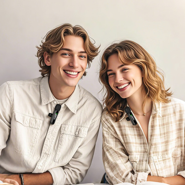 Бездротова мікрофонна система HOCO L20A Fair dual-mic wireless microphone(iP/Type-C) Black (6942007655507)