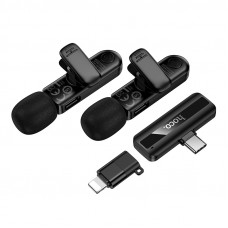 Бездротова мікрофонна система HOCO L20A Fair dual-mic wireless microphone(iP/Type-C) Black (6942007655507)