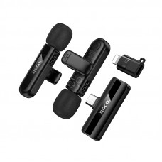 Бездротова мікрофонна система HOCO L20A Fair dual-mic wireless microphone(iP/Type-C) Black (6942007655507)