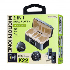 Бездротова мікрофонна система REMAX K22 dual-mic (iP/Type-C) Tarnish (6954851255567)