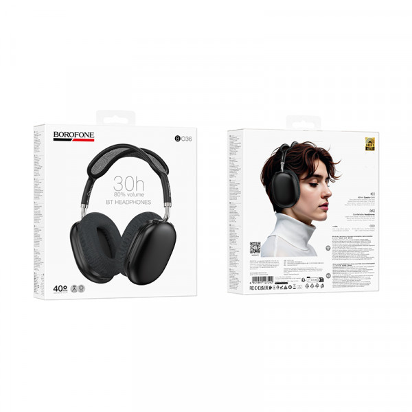 Бездротові накладні навушники BOROFONE BO36 Tone BT headphones Black (6941991127090)