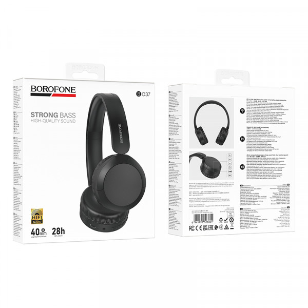 Бездротові накладні навушники BOROFONE BO37 Marvellous BT headphones Black (6941991123801)