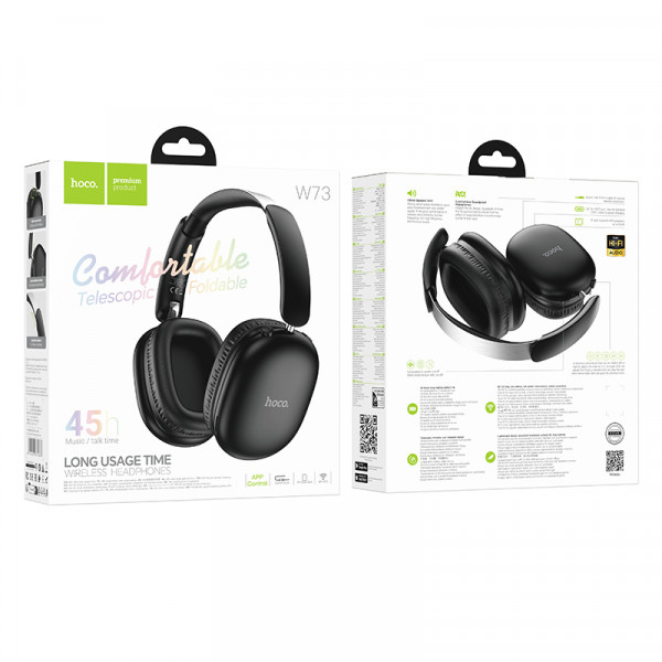 Бездротові накладні навушники HOCO W73 Graceful BT headphones(App) Black (6942007674867)