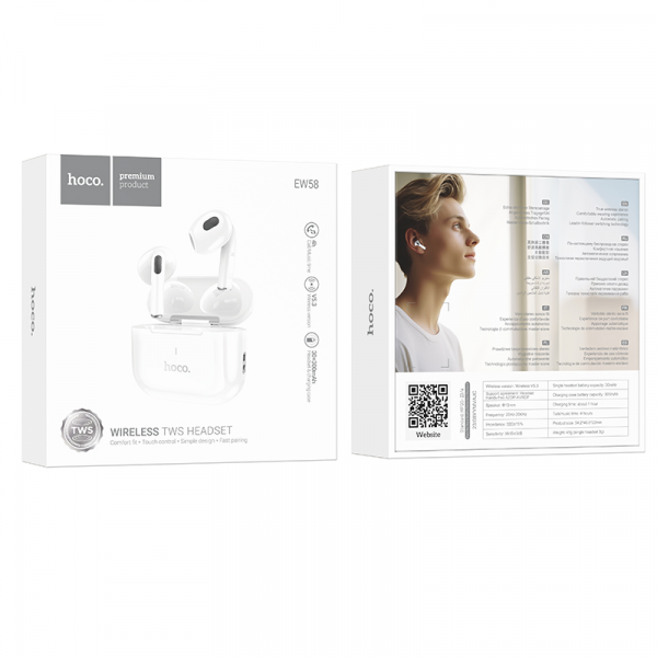 Бездротові навушники HOCO EW58 True wireless stereo headset White (6942007609463)