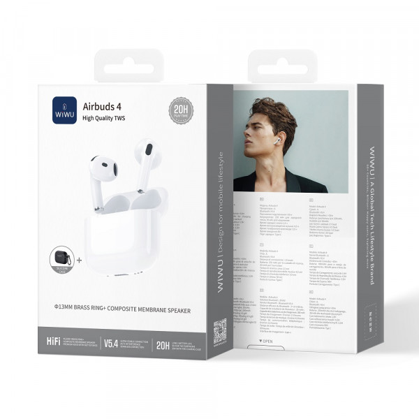 Бездротові навушники TWS WIWU Airbuds 4 (lite) White (6976975614402)