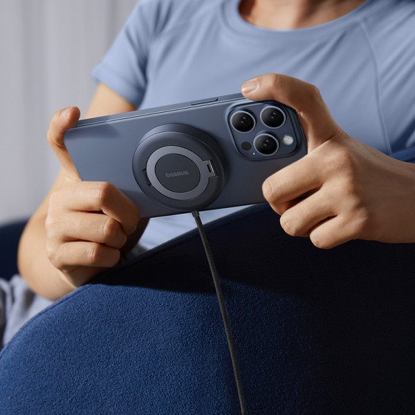 Бездротовий зарядний пристрій Baseus Simple Mini4 Magnetic Wireless Charging Stand Qi2 15W Universal Explorer Edition Cosmic Black (P10273300121-01)