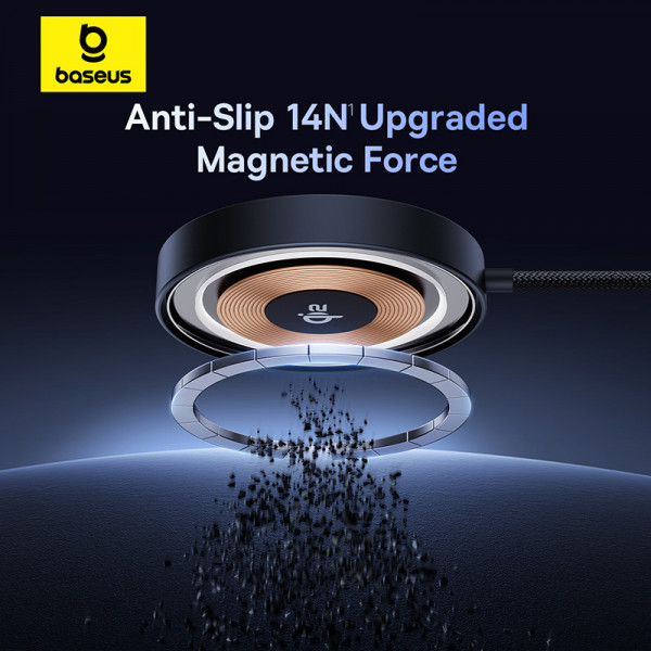 Бездротовий зарядний пристрій Baseus Simple Mini4 Magnetic Wireless Charging Stand Qi2 15W Universal Explorer Edition Cosmic Black (P10273300121-01)