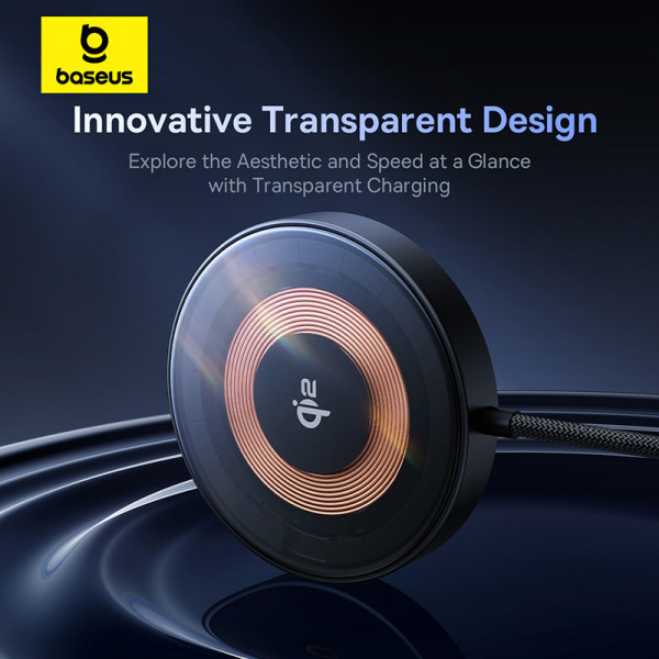 Бездротовий зарядний пристрій Baseus Simple Mini4 Magnetic Wireless Charging Stand Qi2 15W Universal Explorer Edition Cosmic Black (P10273300121-01)