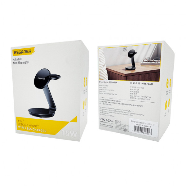 Бездротовий зарядний пристрій ESSAGER EWXCX3-HY0G-Z 3 IN 1 чорний