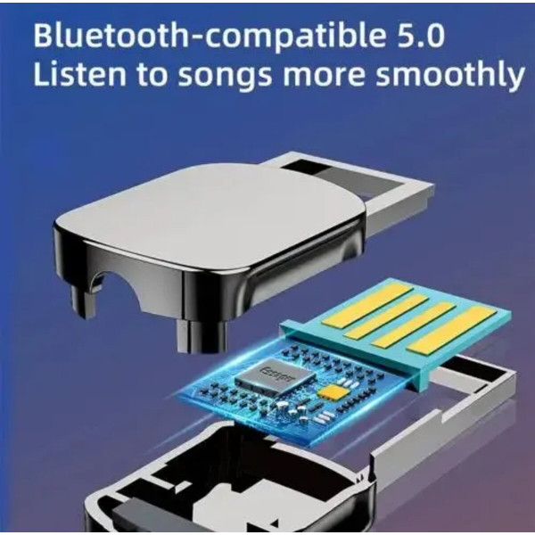 Bluetooth ресивер ESSAGER Bluetooth 5.0 Aux Adapter Car Wireless Receiver USB to 3.5mm Jack Audio Music Mic Handsfree Car Kit Speaker Transmitter Grey