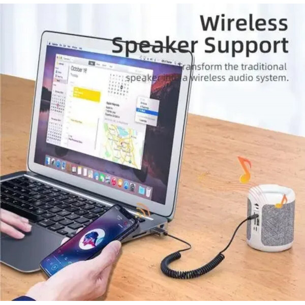 Bluetooth ресивер ESSAGER Bluetooth 5.0 Aux Adapter Car Wireless Receiver USB to 3.5mm Jack Audio Music Mic Handsfree Car Kit Speaker Transmitter Grey