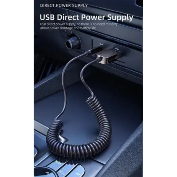 Bluetooth ресивер ESSAGER Bluetooth 5.0 Aux Adapter Car Wireless Receiver USB to 3.5mm Jack Audio Music Mic Handsfree Car Kit Speaker Transmitter Grey