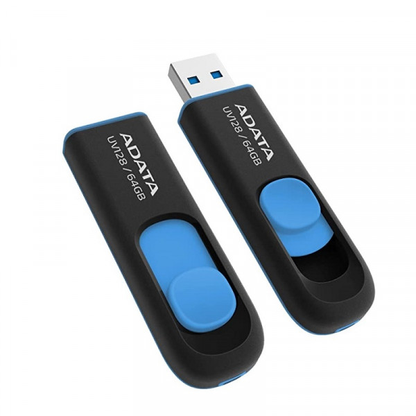Флеш-накопичувач ADATA USB 3.2 UV 128 64Gb Black/Blue (AUV128-64G-RBE)