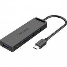 Хаб Vention Type-C to 4-Port USB 3.0 Hub with Power Supply Чорний 0.5M ABS Type