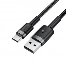Кабель ACEFAST C22-04, USB to Type-C, 3A, 1.2m, Nylon Braid, Aluminum Alloy + TPE connectors, Black (6974316285144)