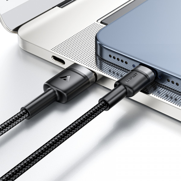 Кабель ACEFAST C22-04, USB to Type-C, 3A, 1.2m, Nylon Braid, Aluminum Alloy + TPE connectors, Black (6974316285144)