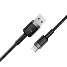 Кабель ACEFAST C22-04, USB to Type-C, 3A, 1.2m, Nylon Braid, Aluminum Alloy + TPE connectors, Black (6974316285144)