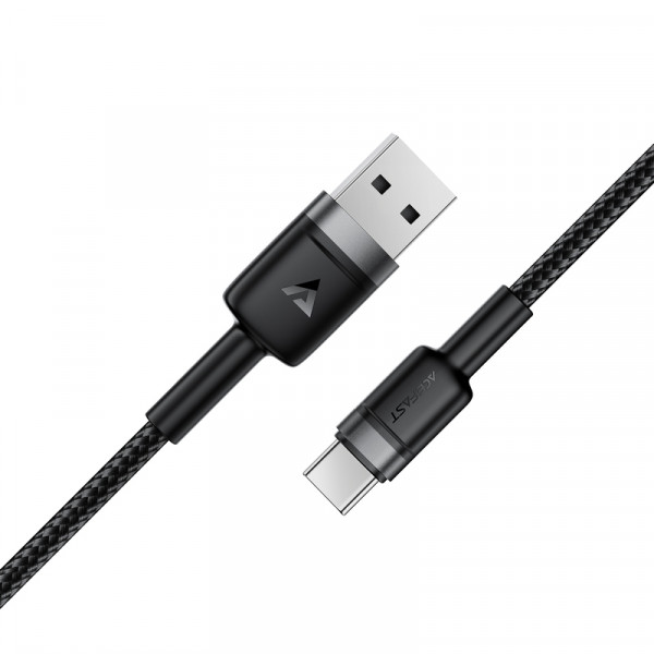 Кабель ACEFAST C22-04, USB to Type-C, 3A, 1.2m, Nylon Braid, Aluminum Alloy + TPE connectors, Black (6974316285144)