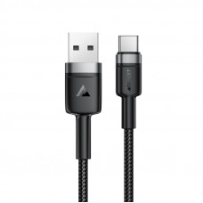 Кабель ACEFAST C22-04, USB to Type-C, 3A, 1.2m, Nylon Braid, Aluminum Alloy + TPE connectors, Black (6974316285144)