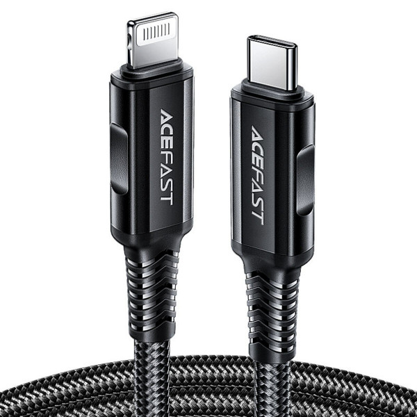 Кабель ACEFAST C4-01 Type-C to iP 3A, 30W, 1.8m, nylon, zinc connectors, Чорний