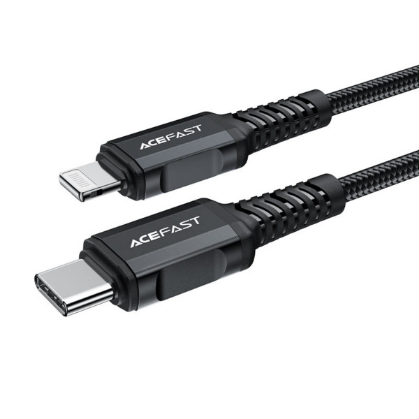 Кабель ACEFAST C4-01 Type-C to iP 3A, 30W, 1.8m, nylon, zinc connectors, Чорний