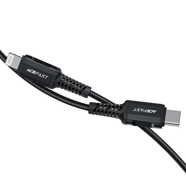 Кабель ACEFAST C4-01 Type-C to iP 3A, 30W, 1.8m, nylon, zinc connectors, Чорний