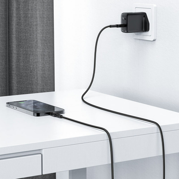 Кабель ACEFAST C4-01 Type-C to iP 3A, 30W, 1.8m, nylon, zinc connectors, Чорний