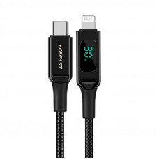 Кабель ACEFAST C6-01 Type-C to iP, 3A, 30W, 1.2m, nylon, zinc connectors, Чорний
