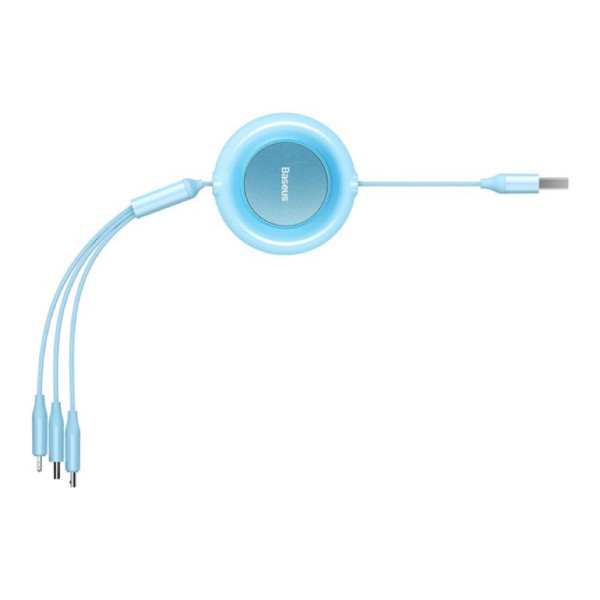 Кабель Baseus Bright Mirror 2 Series Retractable 3-in-1 Fast Charging Data Cable USB to M+L+C 3.5A 1.1m Sky Blue