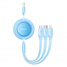 Кабель Baseus Bright Mirror 2 Series Retractable 3-in-1 Fast Charging Data Cable USB to M+L+C 3.5A 1.1m Sky Blue