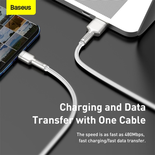 Кабель Baseus Cafule Series Metal Data Cable USB to Type-C 66W 1m White