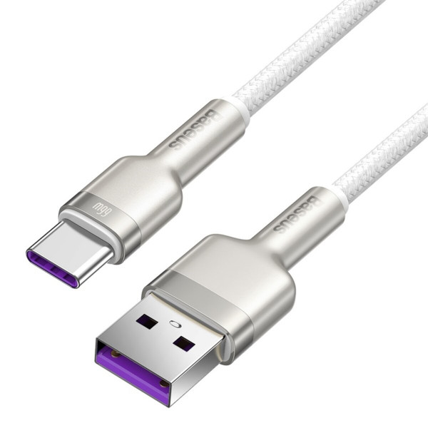 Кабель Baseus Cafule Series Metal Data Cable USB to Type-C 66W 1m White