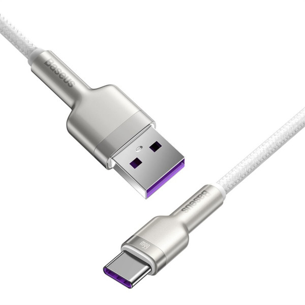 Кабель Baseus Cafule Series Metal Data Cable USB to Type-C 66W 1m White