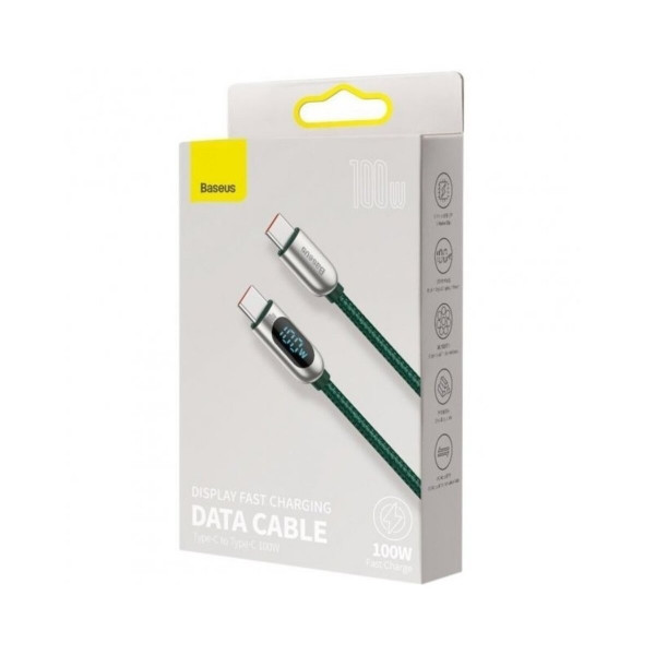 Кабель Baseus Display Fast Charging Data Cable Type-C to Type-C 100W 1m Green