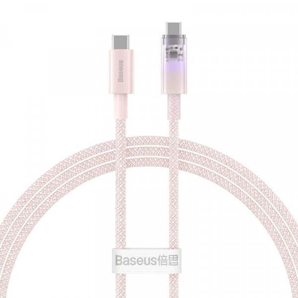 Кабель Baseus Explorer Series Fast Charging Cable with Smart Temperature Control Type-C to Type-C 100W 2m Baby Pink