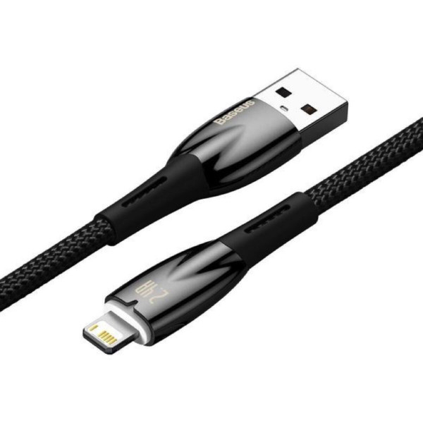 Кабель Baseus Glimmer Series Fast Charging Data Cable USB to iP 2.4A 2m Чорний