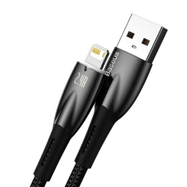 Кабель Baseus Glimmer Series Fast Charging Data Cable USB to iP 2.4A 2m Чорний