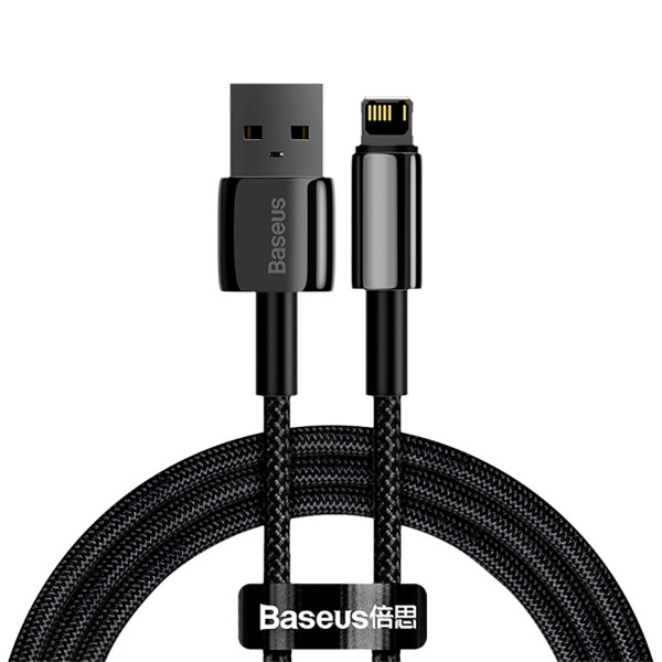 Кабель Baseus Tungsten Gold Fast Charging Data Cable USB to iP 2.4A 1m Black