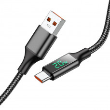 Кабель BOROFONE BU32 USB to Type-C 5A, 1.2m, nylon, aluminum connectors, digital display, Чорний