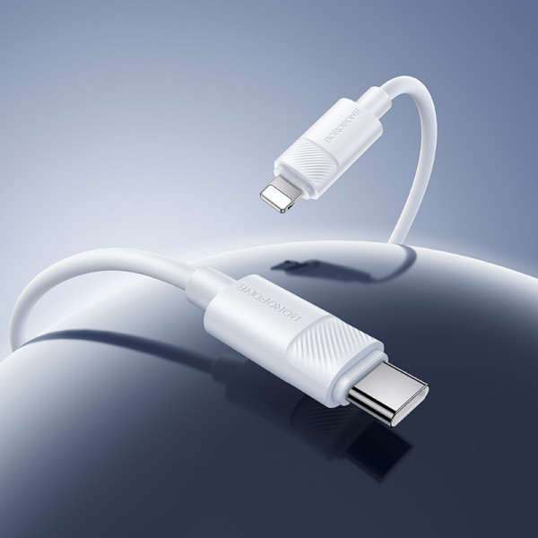 Кабель BOROFONE BX123 Leya PD30W silicone charging data cable iP White (6941991124181)