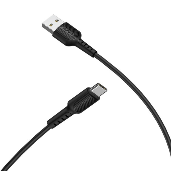 Кабель BOROFONE BX16 USB to Type-C 2A, 1m, PVC, TPE connectors, Чорний