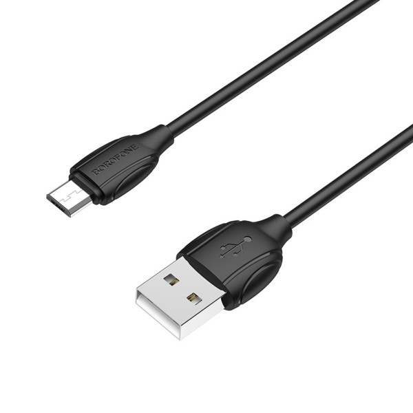 Кабель BOROFONE BX19 USB to Micro 2.4A, 1m, PVC, TPE connectors, Чорний