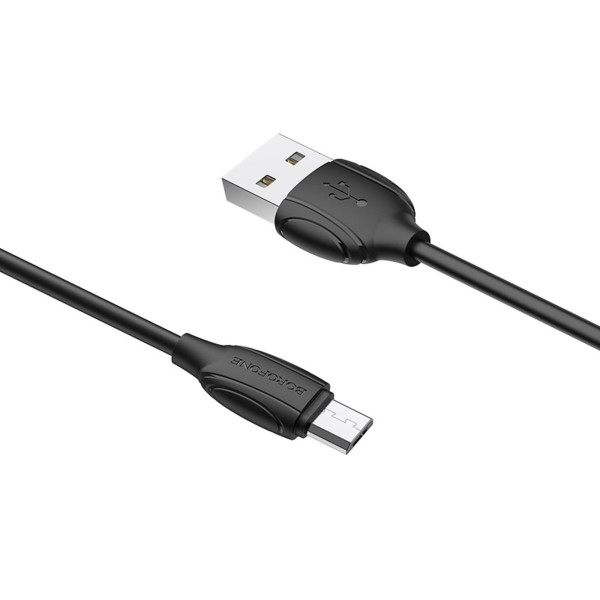 Кабель BOROFONE BX19 USB to Micro 2.4A, 1m, PVC, TPE connectors, Чорний