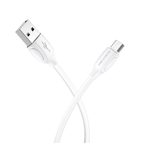 Кабель BOROFONE BX19 USB to Micro 2.4A, 1m, PVC, TPE connectors, Білий